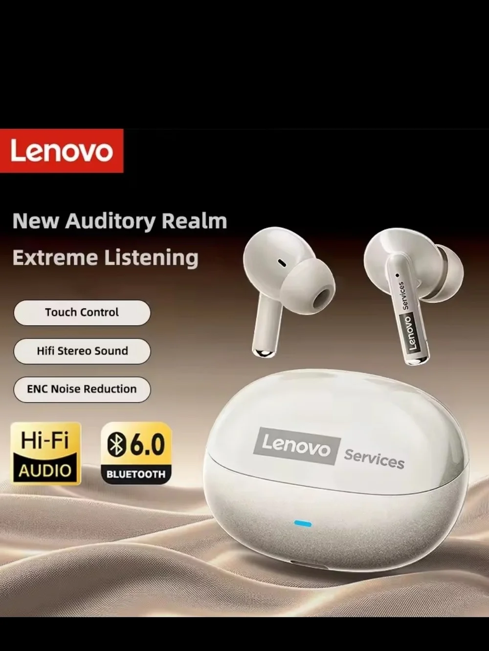 Lenovo True Wireless Earbuds - Pearl White